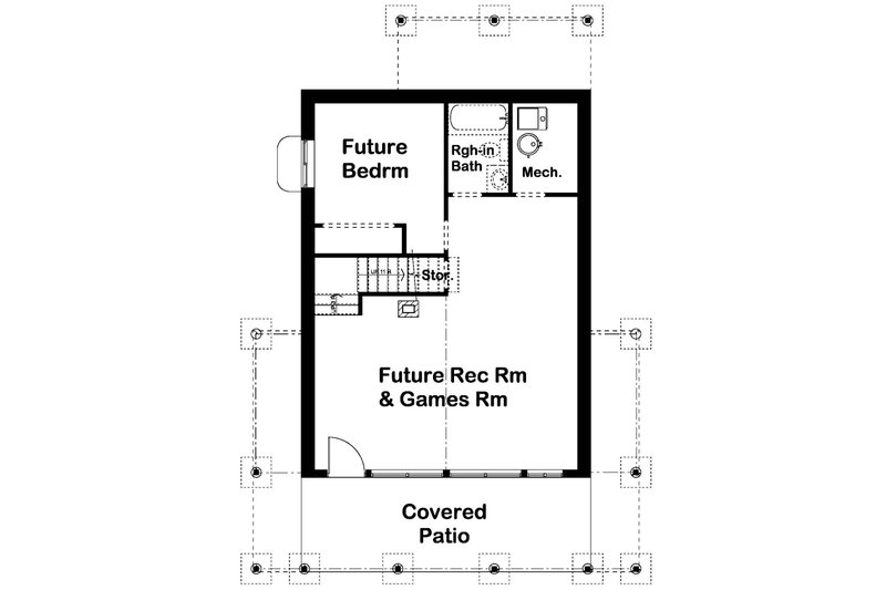 Dream House Plan - Floor Plan - Lower Floor for Country House Plan #126-235 - 2 bed, 2 bath