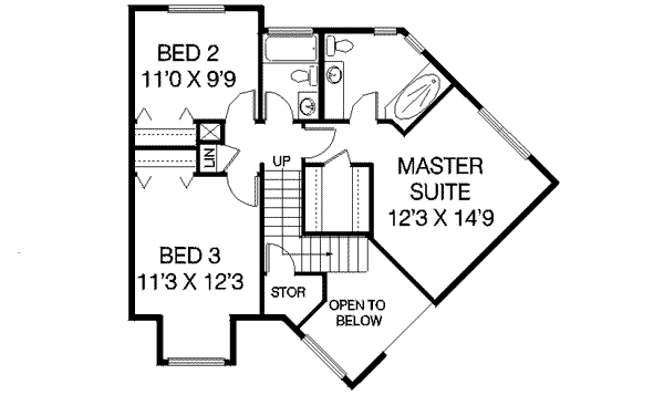 Traditional Floor Plan - Upper Floor Plan #60-306