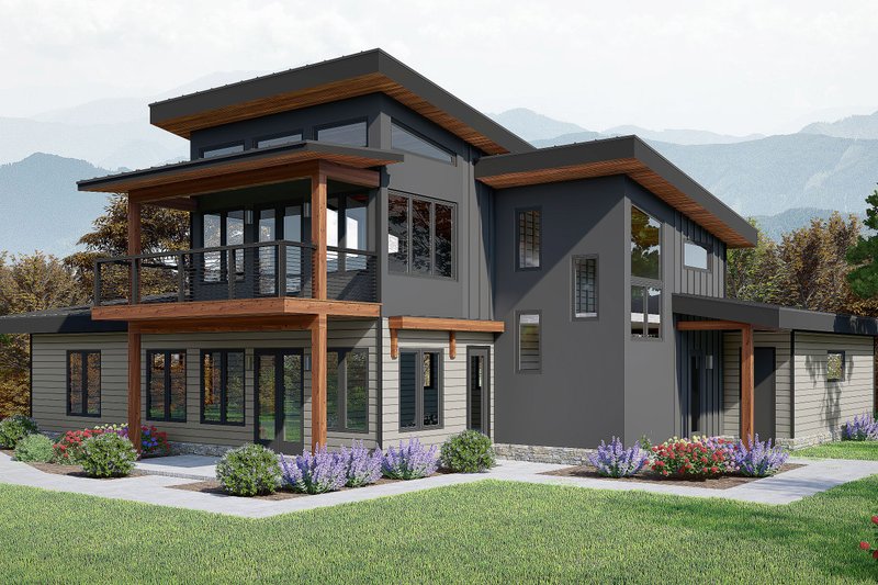House Blueprint - Contemporary Exterior - Front Elevation Plan #932-1053