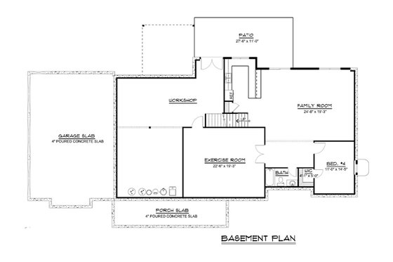 Floor Plan - Lower Floor for Craftsman House Plan #1064-72 - 3 bed, 2.5 bath
