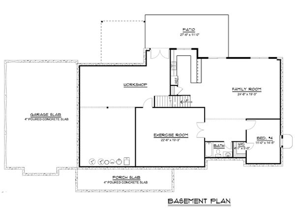 Craftsman Floor Plan - Lower Floor Plan #1064-72