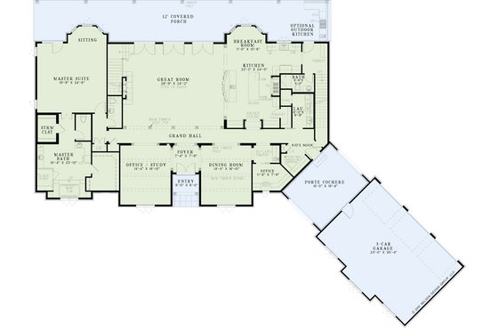 Floor Plan - Main Floor for European House Plan #17-3339 - 4 bed, 5.5 bath