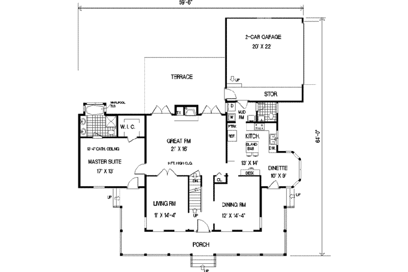 Dream House Plan - Floor Plan - Main Floor for Farmhouse House Plan #3-190 - 5 bed, 2.5 bath