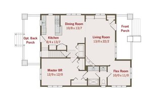 Floor Plan - Main Floor for Craftsman House Plan #461-31 - 3 bed, 2 bath