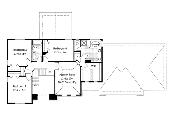 Floor Plan - Upper Floor for Traditional House Plan #51-143 - 4 bed, 2.5 bath