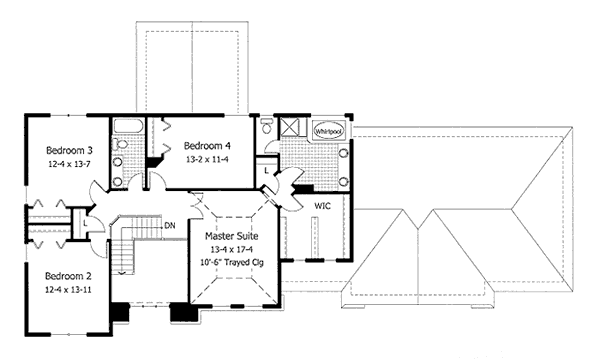 Traditional Floor Plan - Upper Floor Plan #51-143