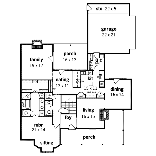 Home Plan - Country Floor Plan - Main Floor Plan #45-162