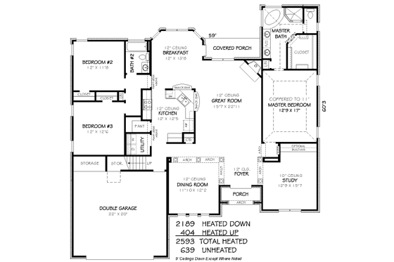 Floor Plan - Main Floor for European House Plan #424-312 - 3 bed, 3 bath