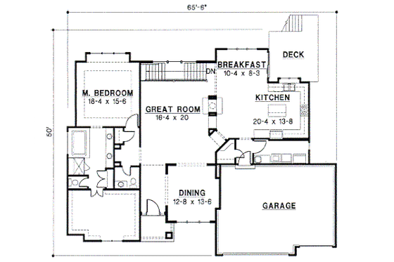 Floor Plan - Main Floor for European House Plan #67-363 - 4 bed, 2.5 bath
