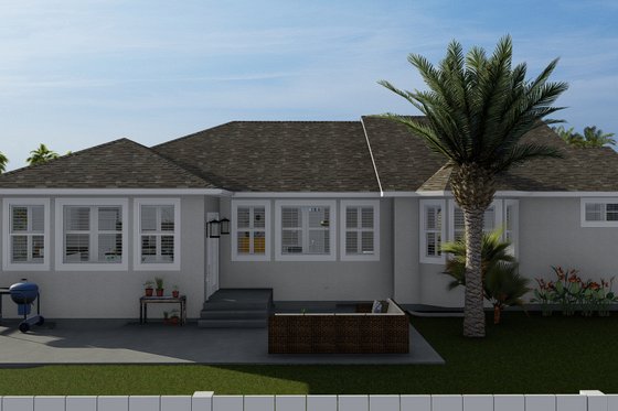 Exterior - Rear Elevation for Traditional House Plan #1060-56 - 3 bed, 2 bath