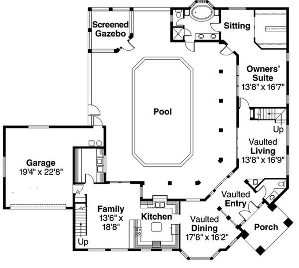 Home Plan - Mediterranean Floor Plan - Main Floor Plan #124-234
