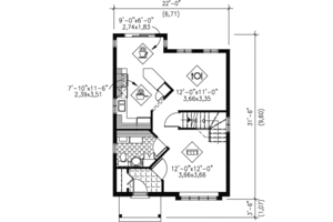 Floor Plan - Main Floor for European House Plan #25-4010 - 3 bed, 1.5 bath