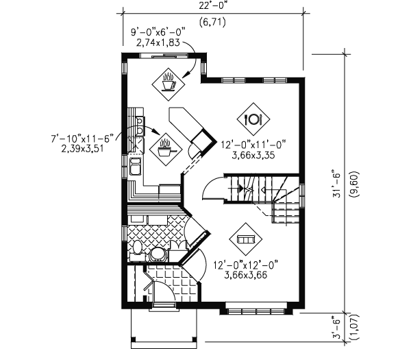 European Floor Plan - Main Floor Plan #25-4010