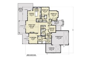 Floor Plan - Main Floor for Farmhouse House Plan #1070-118 - 3 bed, 2.5 bath
