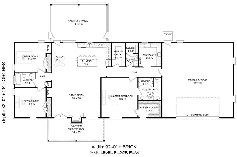 Home Plan - Floor Plan - Main Floor for Contemporary House Plan #932-1215 - 3 bed, 2.5 bath