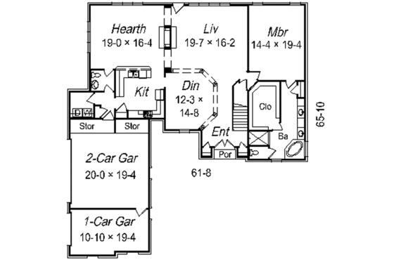 Floor Plan - Main Floor for European House Plan #329-304 - 4 bed, 3.5 bath