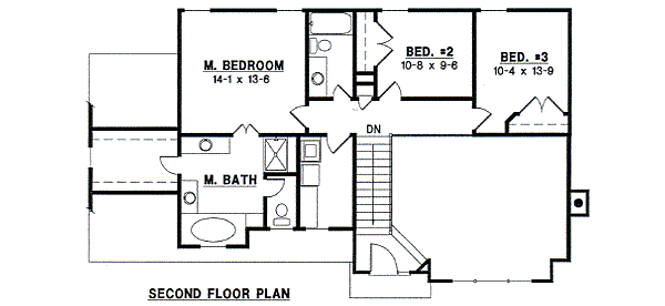 Traditional Floor Plan - Upper Floor Plan #67-696