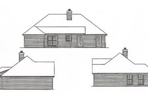 Exterior - Rear Elevation for Traditional House Plan #16-256 - 2 bed, 2 bath