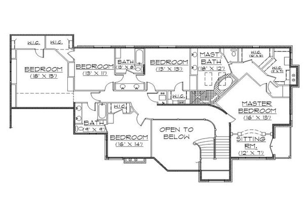 Dream House Plan - Traditional Floor Plan - Upper Floor Plan #5-438