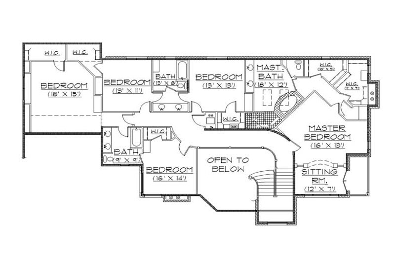 Home Plan - Floor Plan - Upper Floor for Traditional House Plan #5-438 - 6 bed, 4.5 bath