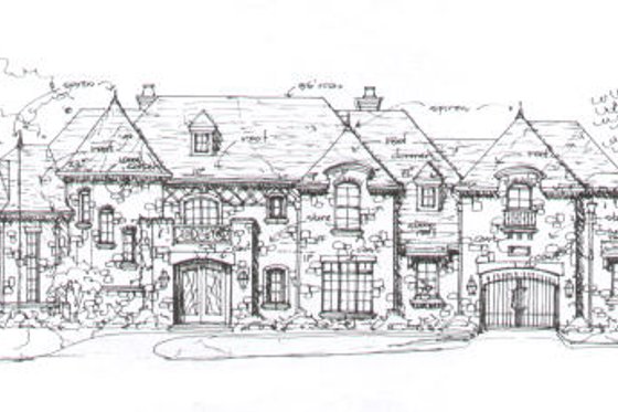 Exterior - Front Elevation for European House Plan #141-280 - 5 bed, 6.5 bath