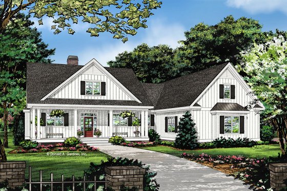Exterior - Front Elevation 3 for Farmhouse House Plan #929-1053 - 3 bed, 2.5 bath