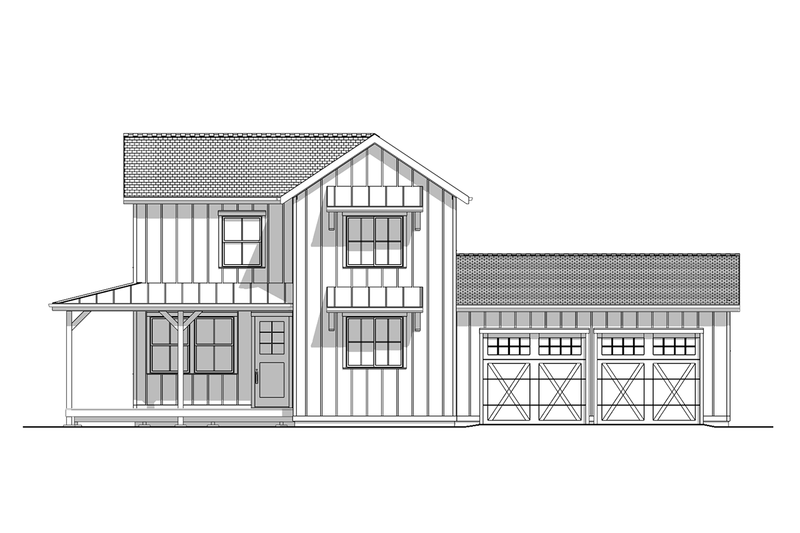 House Blueprint - Exterior - Front Elevation 3 for Farmhouse House Plan #1099-14 - 3 bed, 2 bath