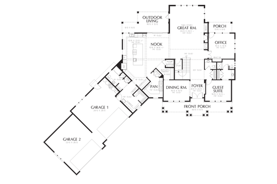 Floor Plan - Main Floor for Craftsman House Plan #48-702 - 5 bed, 5.5 bath