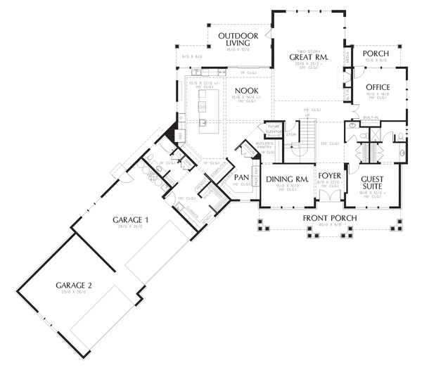 Home Plan - Craftsman Floor Plan - Main Floor Plan #48-702
