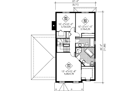 Floor Plan - Upper Floor for Traditional House Plan #25-2124 - 3 bed, 2.5 bath