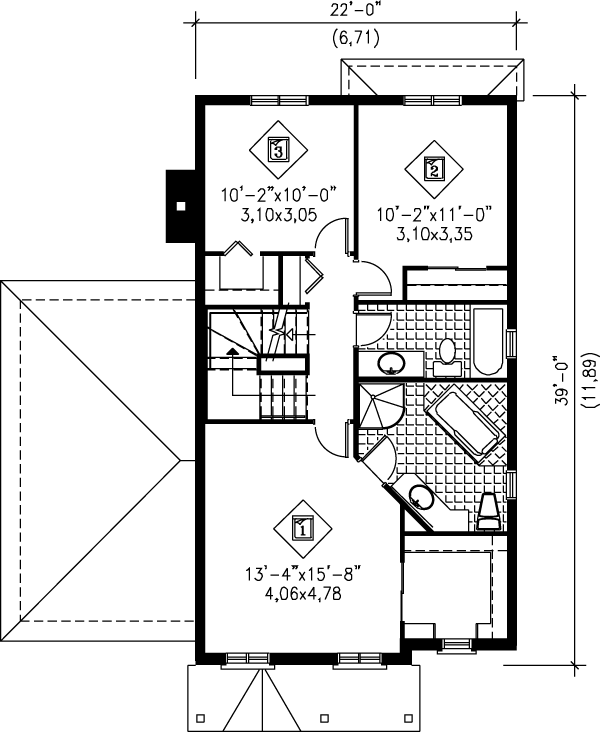 Traditional Floor Plan - Upper Floor Plan #25-2124