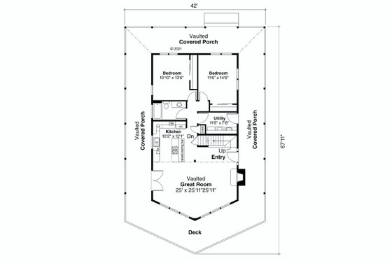 Floor Plan - Main Floor for Craftsman House Plan #124-1242 - 4 bed, 3 bath