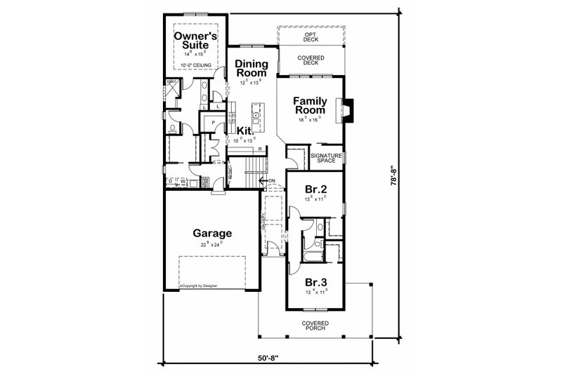 Home Plan - Floor Plan - Main Floor for Country House Plan #20-2532 - 3 bed, 2 bath
