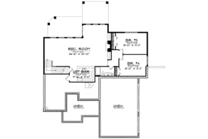 Floor Plan - Lower Floor for European House Plan #70-593 - 2 bed, 1.5 bath