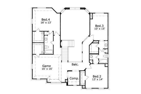 Floor Plan - Upper Floor for Colonial House Plan #411-783 - 4 bed, 3.5 bath