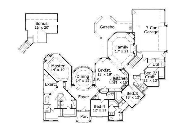 European Floor Plan - Main Floor Plan #411-419