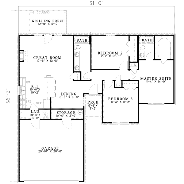 Home Plan - Southern Floor Plan - Main Floor Plan #17-2118