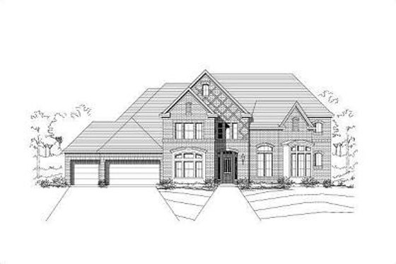 Exterior - Front Elevation for European House Plan #411-345 - 5 bed, 4.5 bath