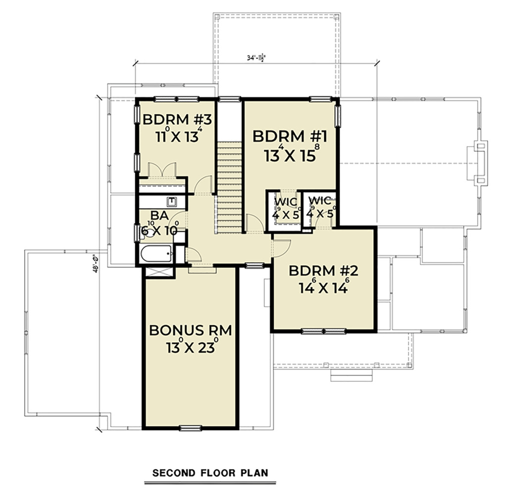 Craftsman Style House Plan - 4 Beds 2.5 Baths 2852 Sq/Ft Plan #1070-35 ...