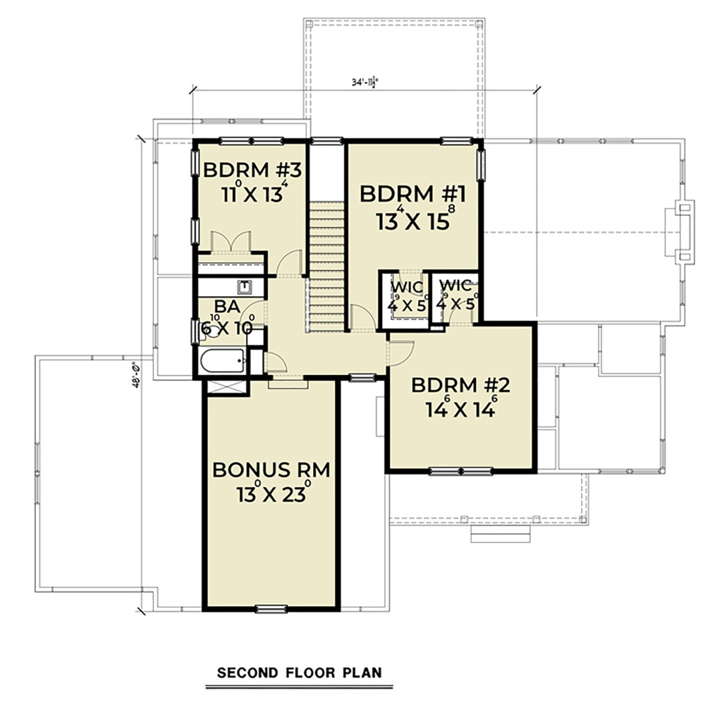 Craftsman Style House Plan 4 Beds 2 5 Baths 2521 Sq Ft Plan