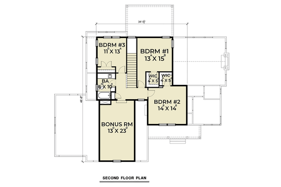 Floor Plan - Upper Floor for Craftsman House Plan #1070-35 - 4 bed, 2.5 bath