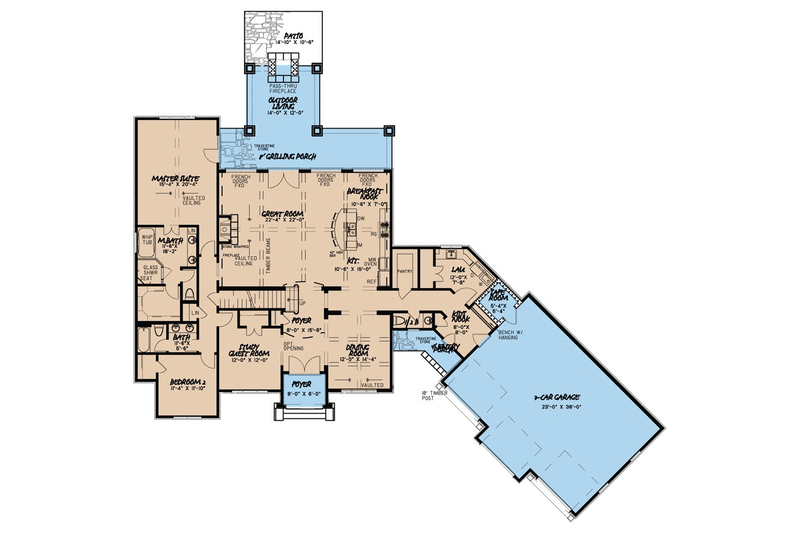 Architectural House Design - Floor Plan - Main Floor for European House Plan #923-66 - 4 bed, 3.5 bath