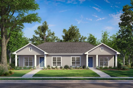 Exterior - Front Elevation 3 for Ranch House Plan #430-28 - 2 bed, 2 bath