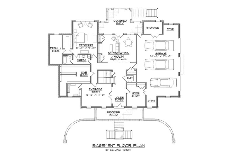 House Plan Design - Floor Plan - Lower Floor for Classical House Plan #1054-81 - 4 bed, 3.5 bath
