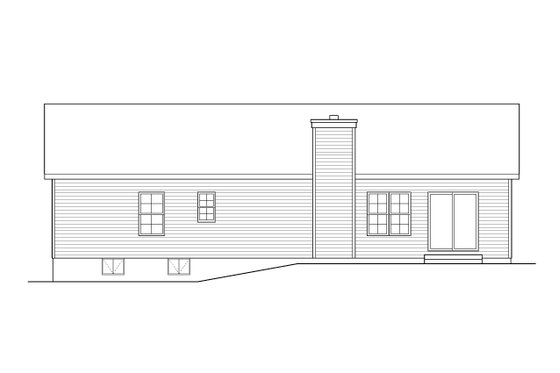 Exterior - Rear Elevation for Ranch House Plan #22-642 - 3 bed, 2 bath