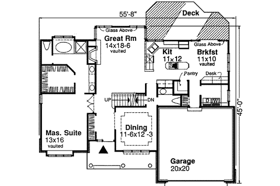 Floor Plan - Main Floor for Traditional House Plan #320-115 - 3 bed, 2.5 bath