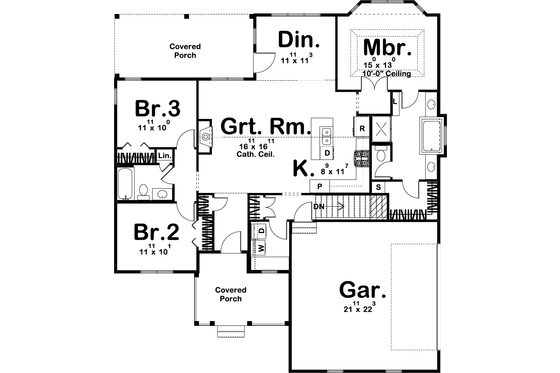 Floor Plan - Main Floor for Traditional House Plan #455-229 - 3 bed, 2 bath