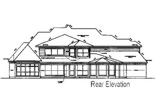 Exterior - Rear Elevation for Traditional House Plan #411-814 - 5 bed, 4.5 bath