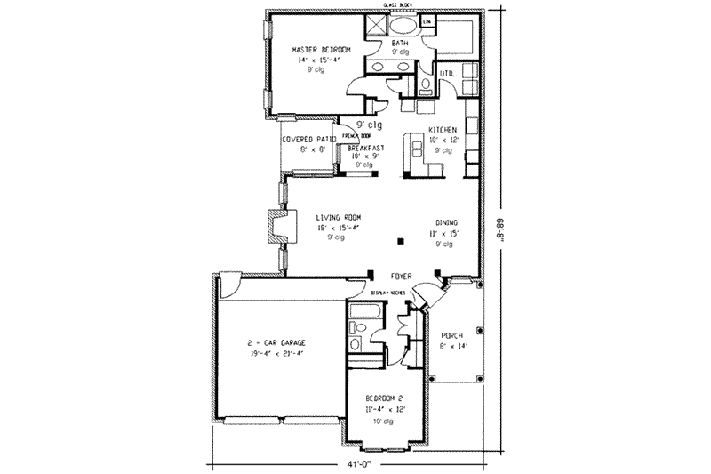 Home Plan - Floor Plan - Main Floor for European House Plan #410-340 - 2 bed, 2 bath