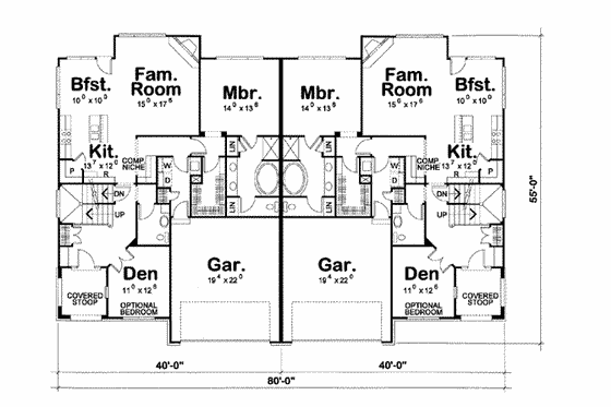 Floor Plan - Main Floor for European House Plan #20-1352 - 4 bed, 2.5 bath